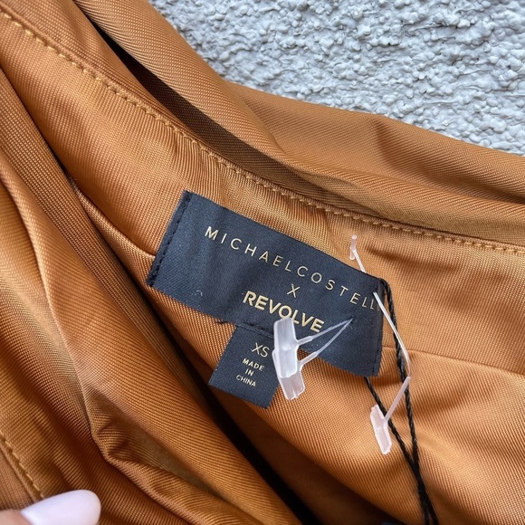 Michael Costello One-Shoulder Mini Dress in Gold - Picture 3 of 7